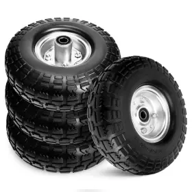 10x350-4pu-bigf-4packs Taifa 4 Pcs 10 Inch Solid Flat Free 4.10/3.50-4 Rubber Tires And Wheels Replacement Wit