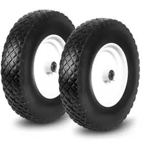 16x400-8pu-diamond1-2packs Taifa 2 Pcs 16 Inch Rubber Solid Flat Free Replacement Tires And Wheels 4.80/
