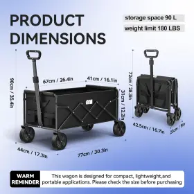 1038 Tanstrider Collapsible Foldable Wagon Foldig With Wheel Heavy Duty 180lbs Weigh #2