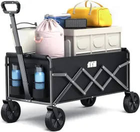 1038 Tanstrider Collapsible Foldable Wagon Foldig With Wheel Heavy Duty 180lbs Weigh