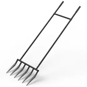 Bk02 Tezlcad 6 Steel Tines 20 In Wide Broadfork Garden Tool 52 Inch Heigh Durable Handles