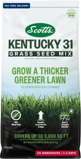 The Scotts Company Llc 032247012119 Kentucky 31 Grass Seed Mix - Premium Lawn Covers Up To 5 000