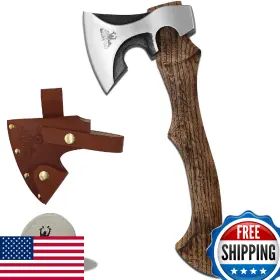 B0cnv7qpfg Thkfwd Camping Hatchet Chopping Axe With Leather Sheath 13.8 Inch Forged Carbon Steel