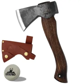 Dk-28 Thkfwd Camping Axe And Hatchet -11 Inch Forged Carving With Leather Sheath Bushcraf