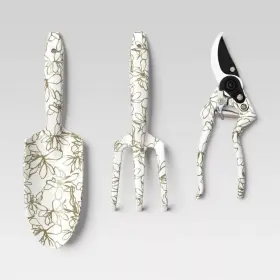 Threshold 198101337498 3pc Outdoor Shears Gardening Tool Set Scribble Floral Sour Cream -