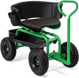 Hy002 Thunderbay Garden Cart Rolling Workseat With Wheels 360 Degree Swivel Green New