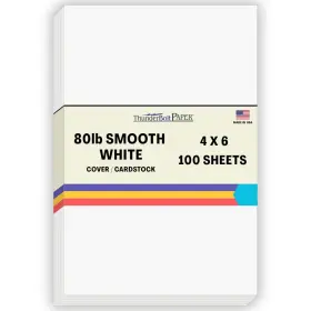 B00zavec30 Thunderbolt Paper 100 Bright White Smooth 4x6 Card Sheets - Photo Frame 80# Cover