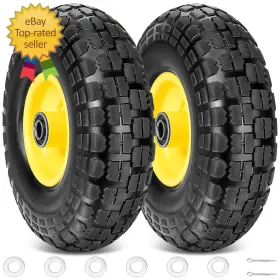 Ticonn 726084690929 10 Inch Solid Tires 2 Pack Flat Free 4.10/3.50-4ftft Wheels With 5/8 Axle Bor