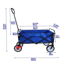 Qd-ydw2-295 Tidoin 4-wheels Garden Cart 46.4 Inch X 40.55 D-grip Handle Pneumatic Tires Blue #2