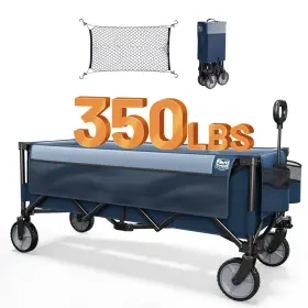 Timber Ridge 844093046480 51.2ftft Extended Collapsible Wagon Cart With Brakes And Cargo Net 350lbs Heav