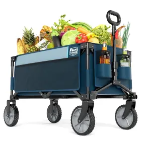 Timber Ridge 930252042463 Collapsible Outdoor Folding Wagon Cart Heavy Duty Camping Patio Shopping Gard