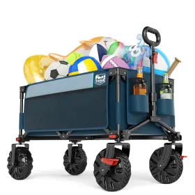 Timber Ridge 930252042470 Outdoor Collapsible Wagon With Brakes Utility Folding Cart Heavy Duty All Ter
