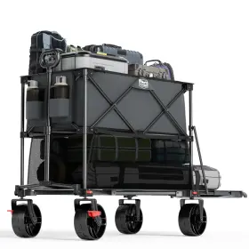Bd-21823-gy Timber Ridge 400l Large Capacity Folding Double Decker Wagon With Brakes 54 Inch