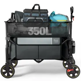 Vc-tm-tr-21826sfk-7702 Timber Ridge 350l Extra Large Collapsible Folding Wagon Carts With Brake Heavy Duty Outdo