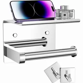 B097pp4ysw Tindbea Toilet Paper Holder With Phone Shelf Towel Robe Hooks Adhesive Or Scr