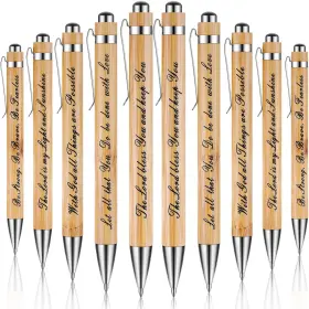 Pen-334 Tinlade 10 Pcs Bible Quotes Pens Inspirational Wooden Ballpoint Retractable Pen For M