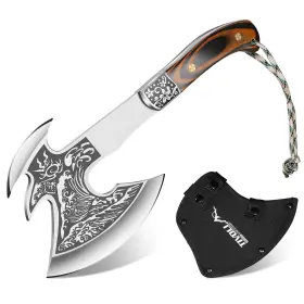 Byh-yy06 Tivoli 12.2 Inch Camping Axe Wave - Patterned Survival Hatchet With Nylon Sheath