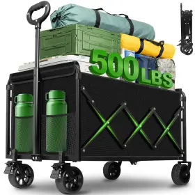 Tokxtik 607605368308 Wagon Cart Foldable 500lbs Collapsible With Wheels Portable All T