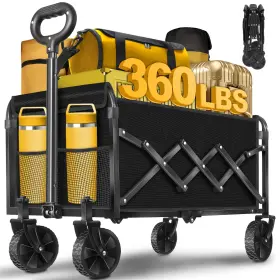 Cart-06306 Tokxtik Wagon Cart Foldable 360lbs Collapsible With Wheels Portable Outd