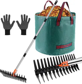 T-10000 Tolia Thatch Rake - 15 Inch Dethatcher For Lawns With Upgraded Dual-action Tines