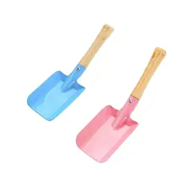 Tomaibaby 873844269400 2pcs Small Gardening Shovel Metal Candy Color Wooden Handle Flat Tr