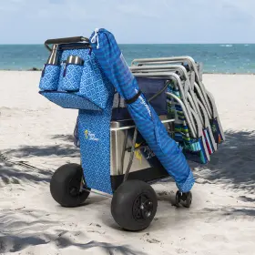 Tommy Bahama 313028133118 Beach Balloon Tires Cart Oversized Mesh Storage #2