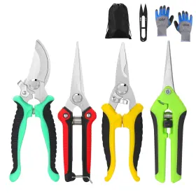 Topbooc 050132871887 5 Pack Garden Pruning Shears Stainless Steel Blades Handheld Scissors Set Wi