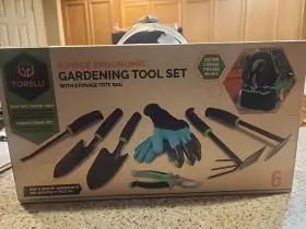 Inv00848 Torelli 9 Piece Gardening Tool Set - 6 Ergonomic Tools Storage Bag Gloves New