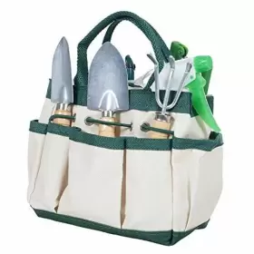 50-132 Trademark Global 7 Piece Mini Gardening Tool Set And Carrying Bag Beige