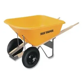 Rp810 True Temper Dual-wheel Wheelbarrow 8 Cu Ft 2 Pneumatic Tires Yellow The Ames Companies