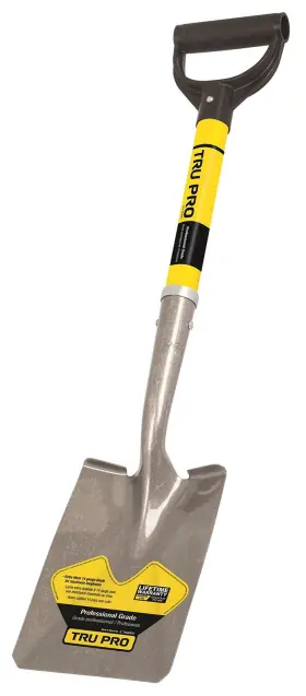 31206 Truper 755625462121 Tru Pro Short Dhandle Square Point Shovel 19inch Fiberglass 20inch