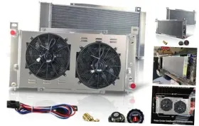 Laqc-auto-0077 Tsukiauto 3 Row Aluminum Radiator Fan Shroud Assembly 2 X 14 With Thermostat