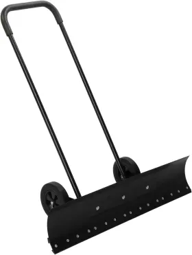 Snowpusher069-blk Tuffiom Snow Pusher Shovel With Wheels Angled 39ftft Removal Adjustable Handle Metal