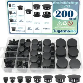 Ola015 Tugermoola 200pcs 8 Sizes Plastic Hole Plugs Black For Round Holes