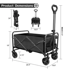 Twocorn 702571830313 Collapsible Foldable Wagon Beach Cart Heavy Duty With Wheels U #3