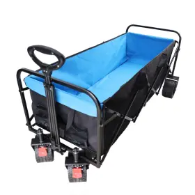 Tzou 955609787743 Foldable Wagon 150 Lbs Capacity Outdoor Camping Beach Cart Steel Frame Adjust