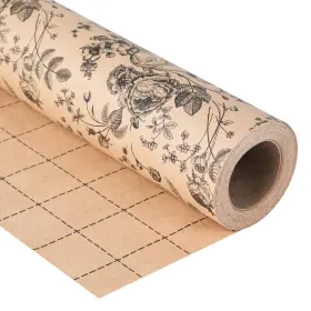 B0dqtqf2c7 Ulmasinn Kraft Floral Wrapping Paper Roll - 17 Inch X33ft Vintage Black Design