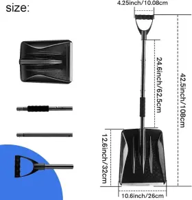 Umuaccan 774388687121 Snow Shovel Emergency For Car Large Capacity Lightweight Detachable