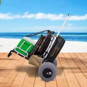 Unv405011003939 Universal Products Beach Wagon With Big Wheels For Sand Collapsible Heavy Duty Cart