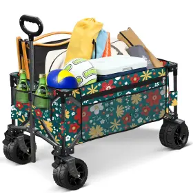 200l Untilplan 747328393666 Collapsible Wagon Cute Pattern 35.4 D X 18.5 W 25.2 H Flower-green