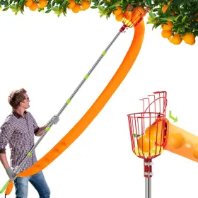 Fp10 Uqm 10.5ft Fruit Picker Pole With Basket Harvest Bag 40-125 Inch Adjustable Length