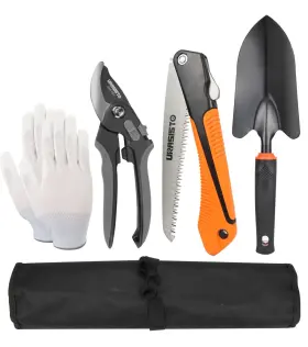 Ys0501 Urasisto Garden Tool Set 4 Pcs Gardening Kit -trowel Folding Saw Pruner Gloves Roll Up