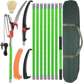 Urbanvista 313097271216 30 Ft Manual Pole Saw Extendable Tree Pruner Blade And Scissors Set With 9 Fibe