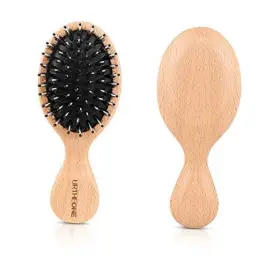 Urtheone 641926149857 Hair Brush Mini Boar Bristle Hairbrush For Thick Curly Thin Long Black
