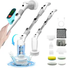 Kaer23 Ushopmall Electric Spin Scrubber 500 Rpm Cordless Cleaning Brush With 8 Replaceable Sh