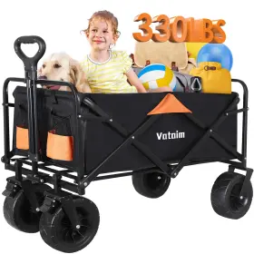 Wcf-01 Vataim Foldable Wagon Cart With Steel Frame And Big All-terrain Wheels Collapsible Ut