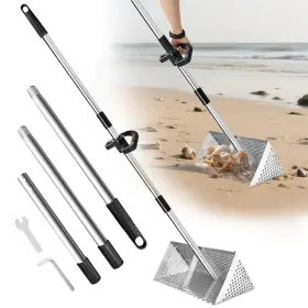 Vdsfand 751901912328 Sand Flea Rake - Heavy Duty Stainless Steel Scoop Detachable 47 Inch Long Ha