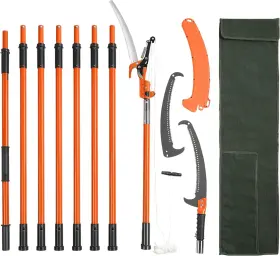 Veovr 840349902029 Vevor Manual Pole Saw 7.3-27 Ft Extendable Tree Pruner Sharp Steel Blade And S