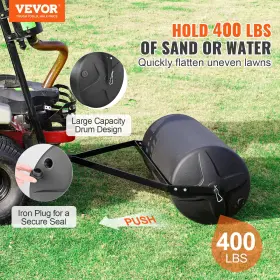 Vevor 197988076148 400lbs Tow Behind Lawn Roller Lldpe Drum Steel Frame For Garden Farm