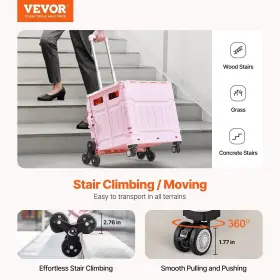 Vevor 197988091608 Foldable Cart With Stair Climbing Wheels Collapsible Rolling Crate 65l #2